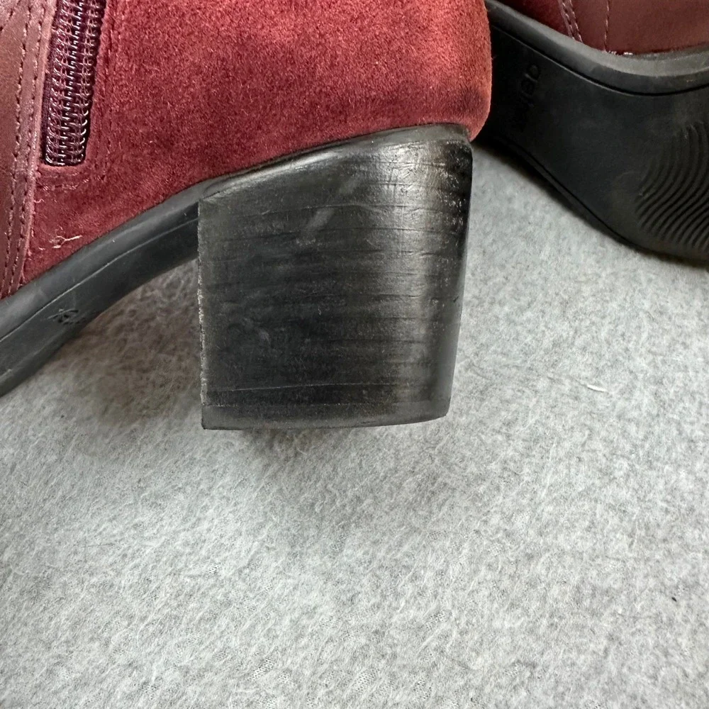 Aetrex Rebecca AH409W Burgundy Leather Suede Ankle Boots Arch Support US 8.5